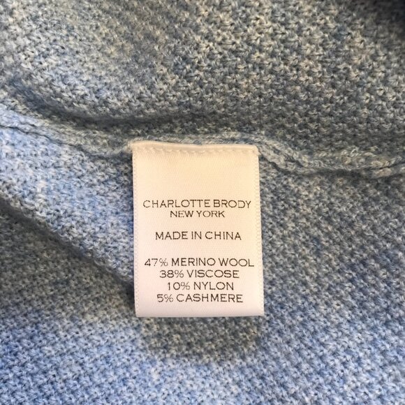 Charlotte Brody Coco Sweater Womens XS Blue Crew Neck Wool Cashmere Pullover - Picture 6 of 10